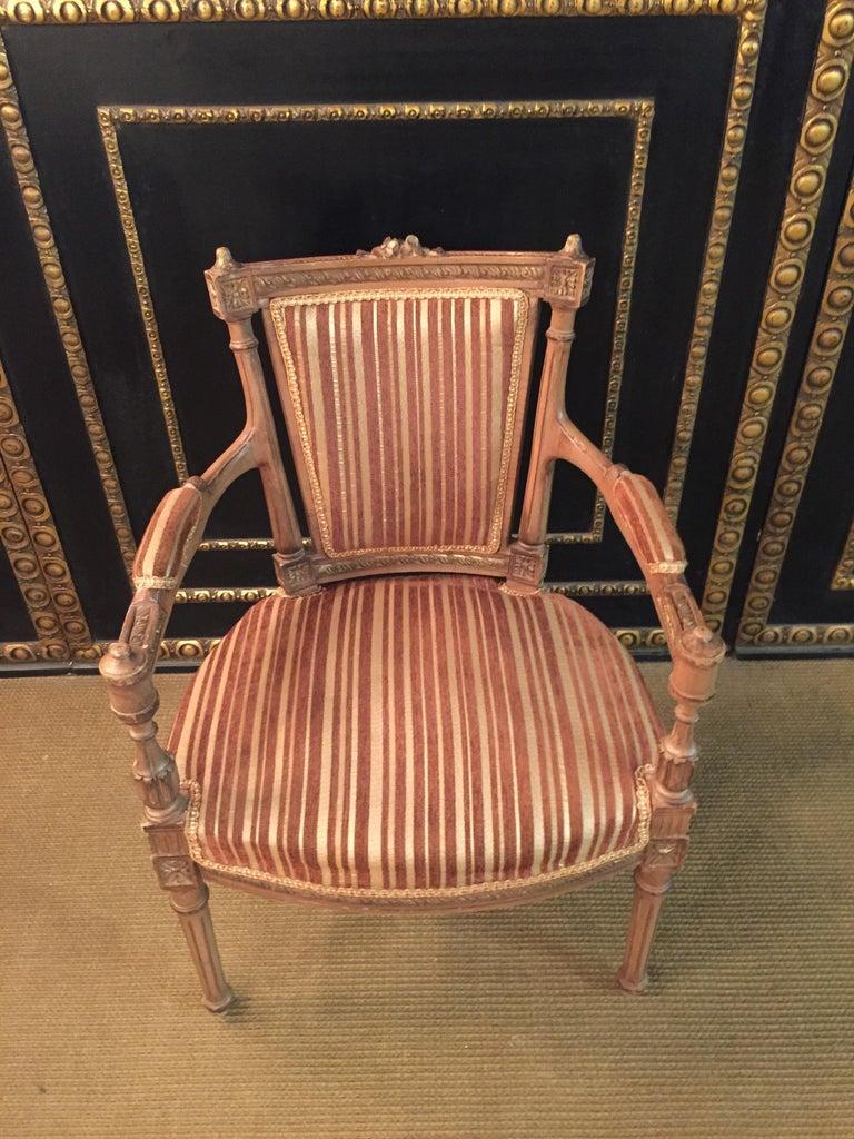 Unique French armchair solid beechwood, finely carved.