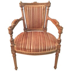  Chair in Antique Louis Seize Style Solid Beechwood Hand Carved