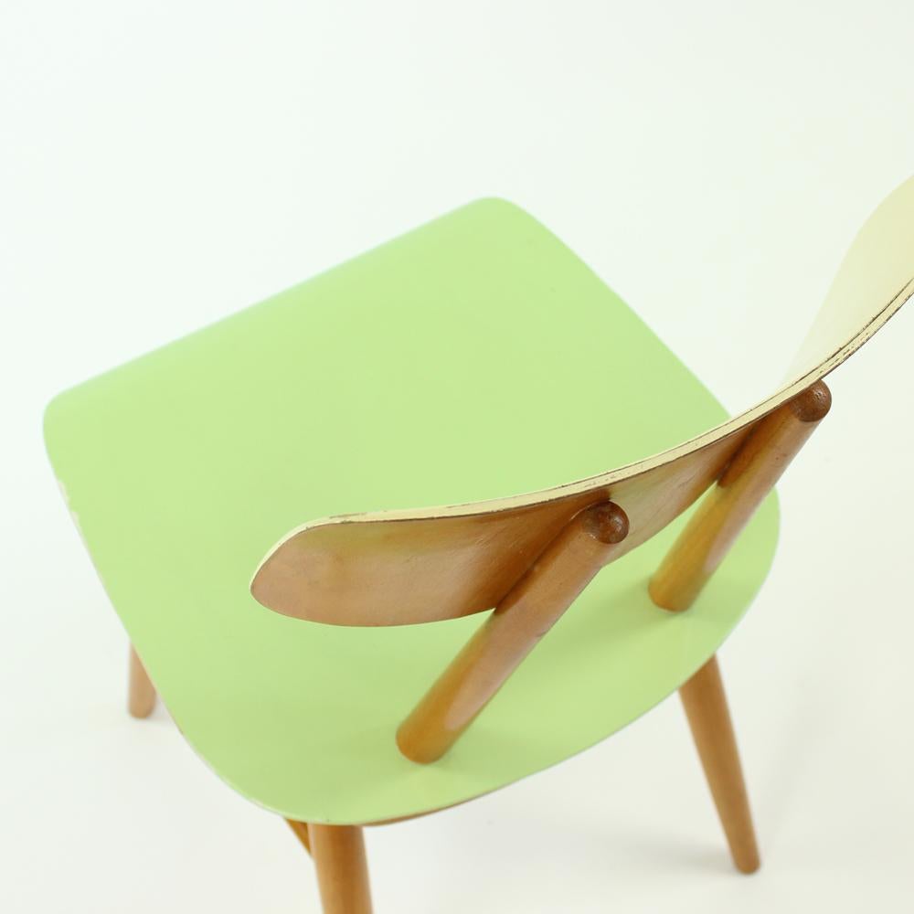 20th Century Chair in Green and Cream by TON, Czechoslovakia, 1960s