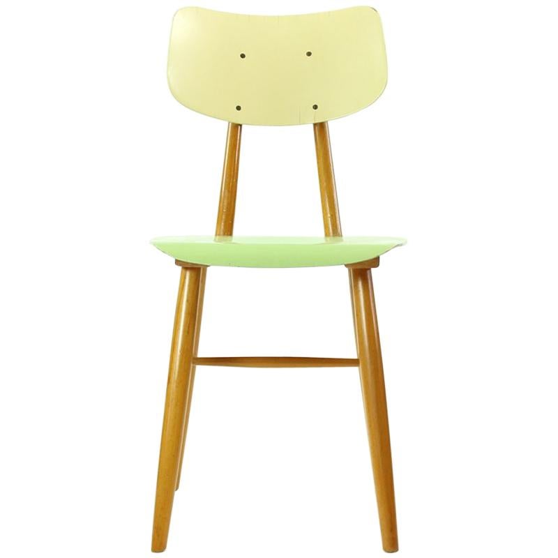 Chair in Green and Cream by TON, Czechoslovakia, 1960s