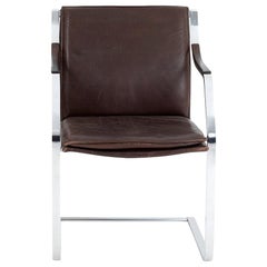 Retro Chair in Leather and Chromed Metal, 1970s