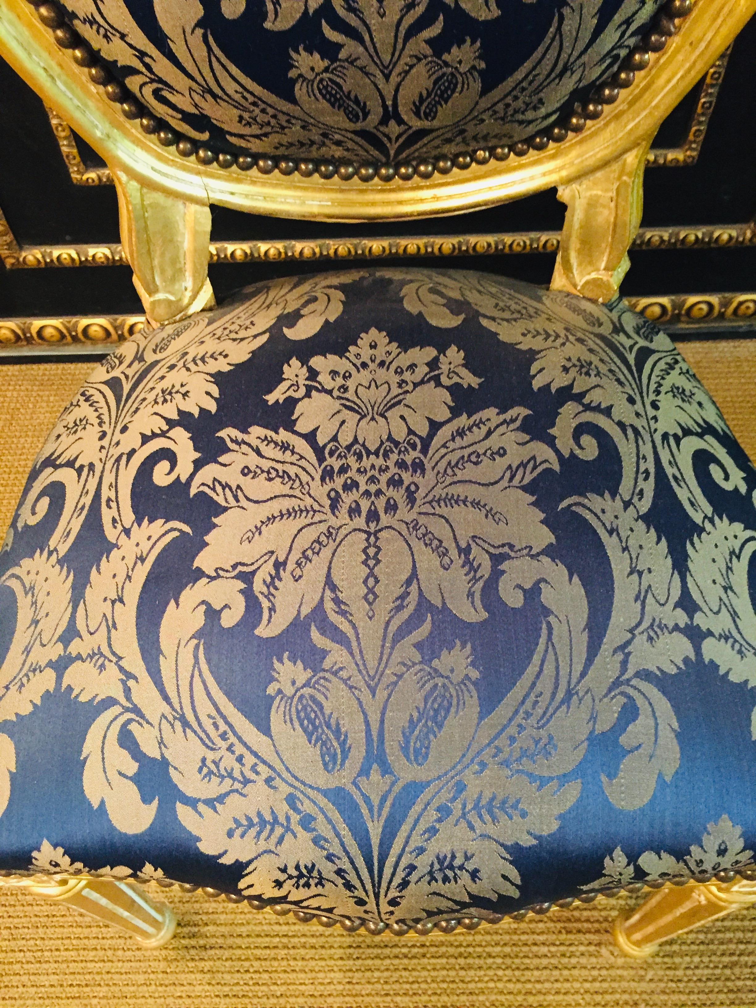 Chair in Louis Seize Style Gilded with Royal Fabric 1