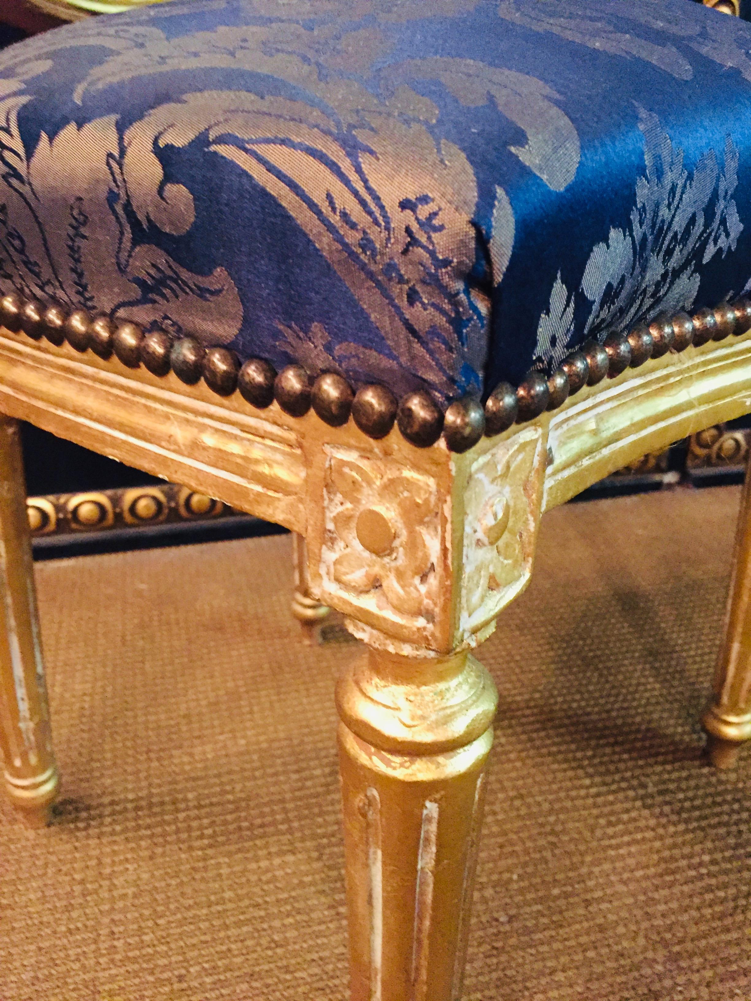 Chair in Louis Seize Style Gilded with Royal Fabric In Good Condition In Berlin, DE
