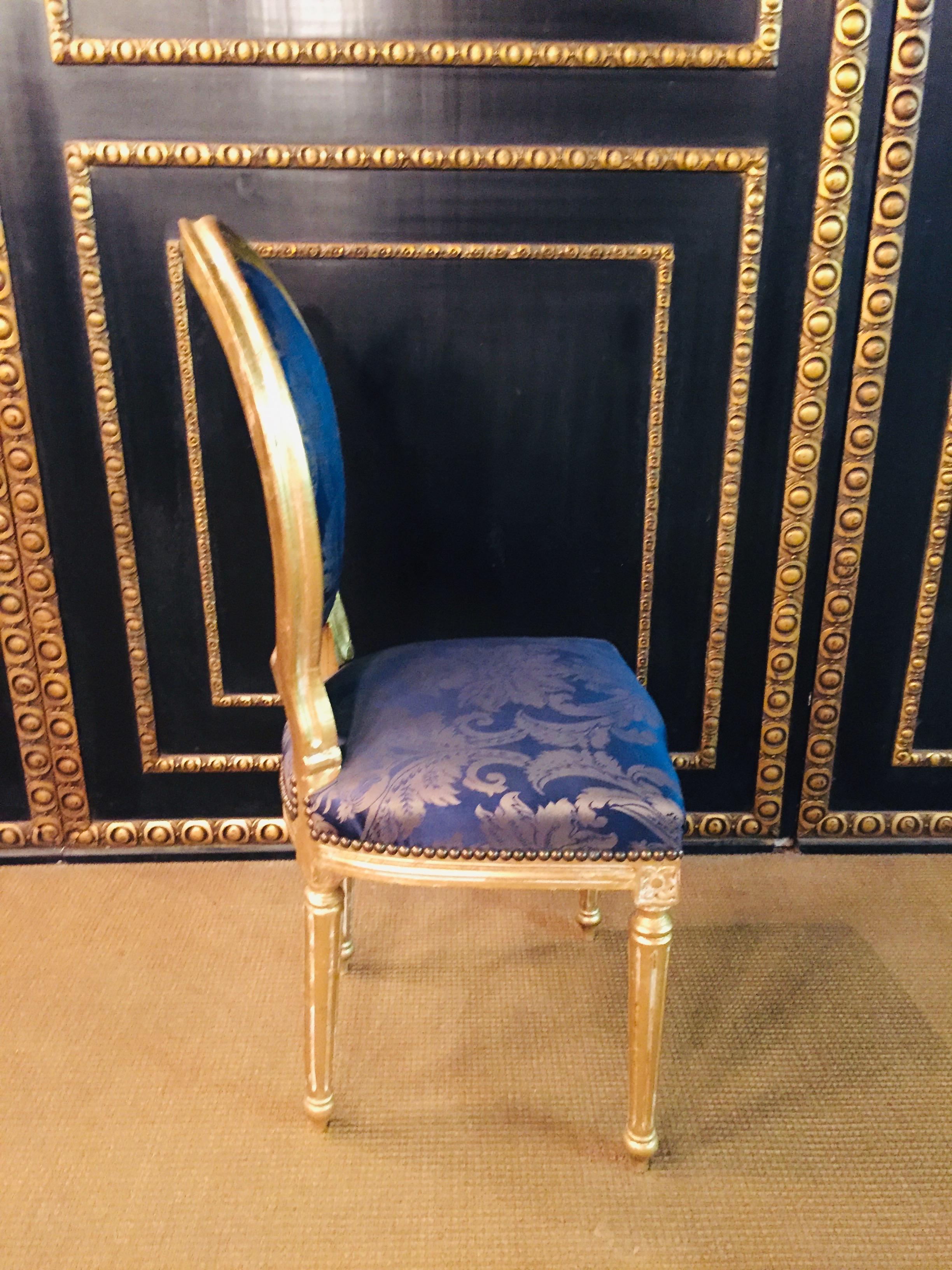 20th Century Chair in Louis Seize Style Gilded with Royal Fabric
