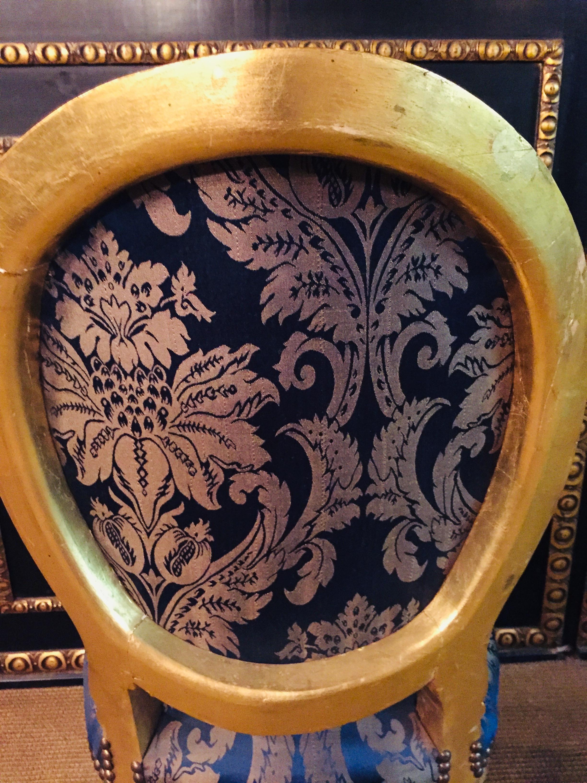 Beech Chair in Louis Seize Style Gilded with Royal Fabric