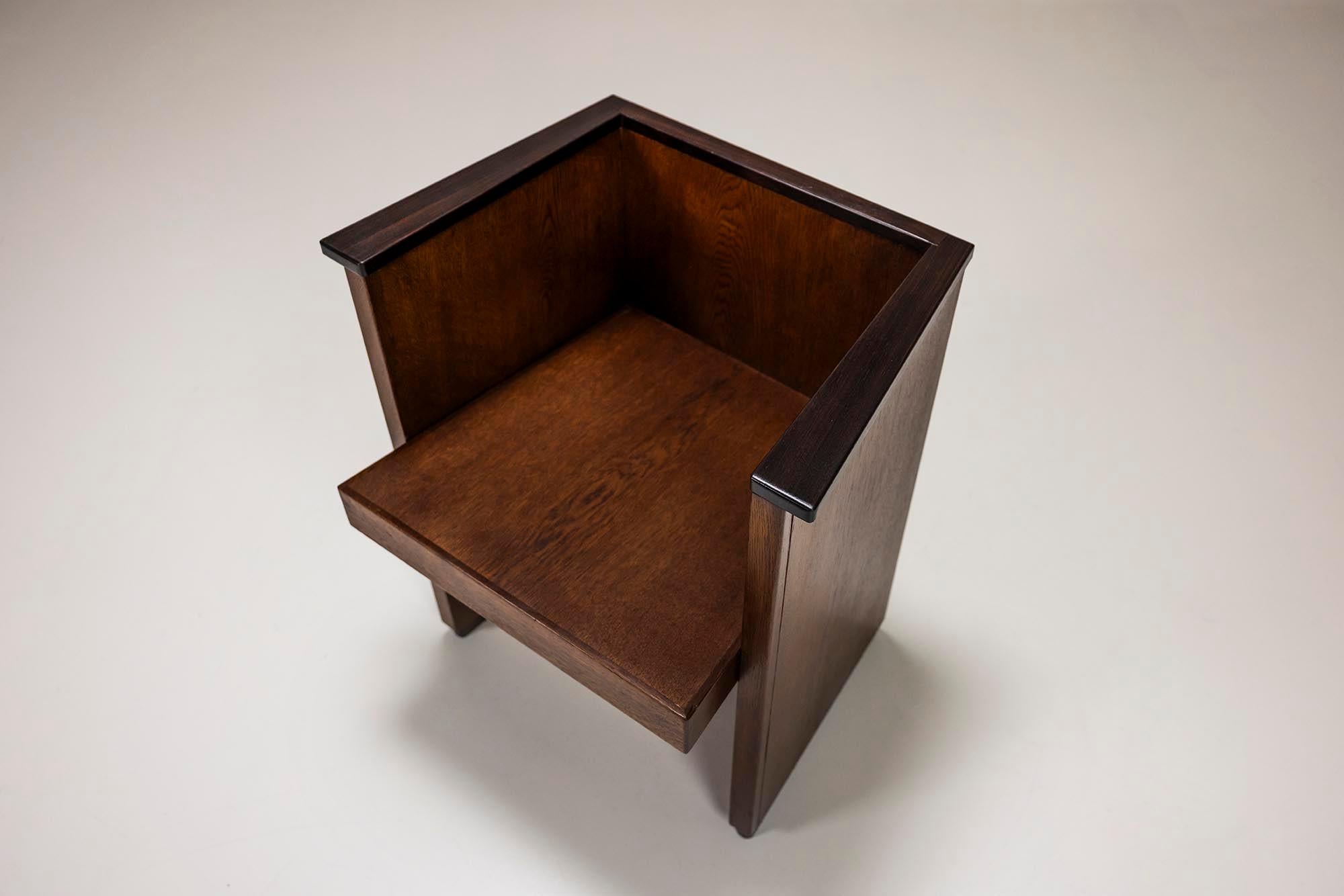Chair in Oak by P.E.L. Izeren for Genneper Molen, The Netherlands 1930s 2
