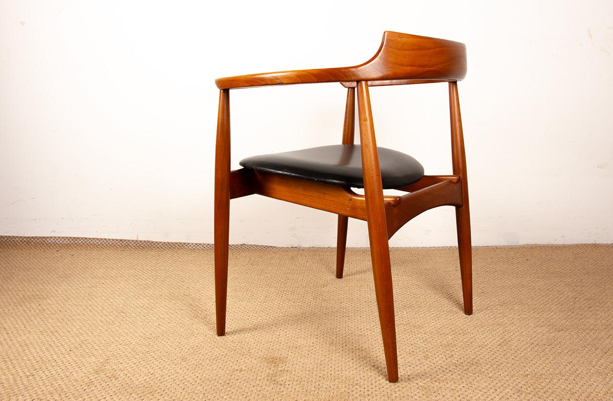 Chaise en orme massif et en skaï, première édition, modèle ST 750 Arne Wahl Iversen 1959. en vente 8