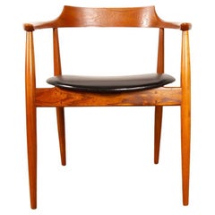 Chair in solid elm and skai, early edition, model ST 750 Arne Wahl Iversen 1959.