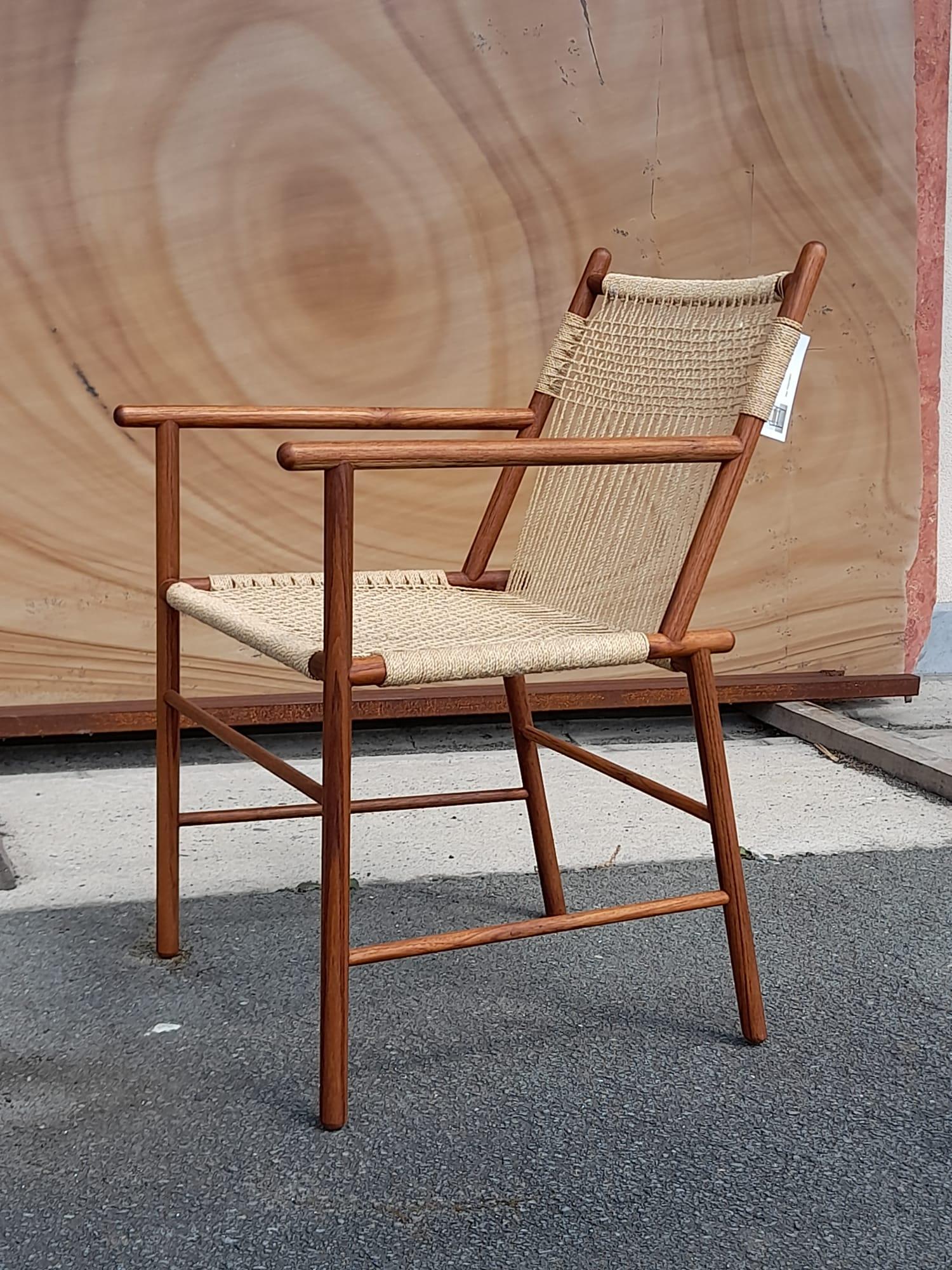 Chair in Teak with Rope Handmade by Studio Mumbai For Sale 3