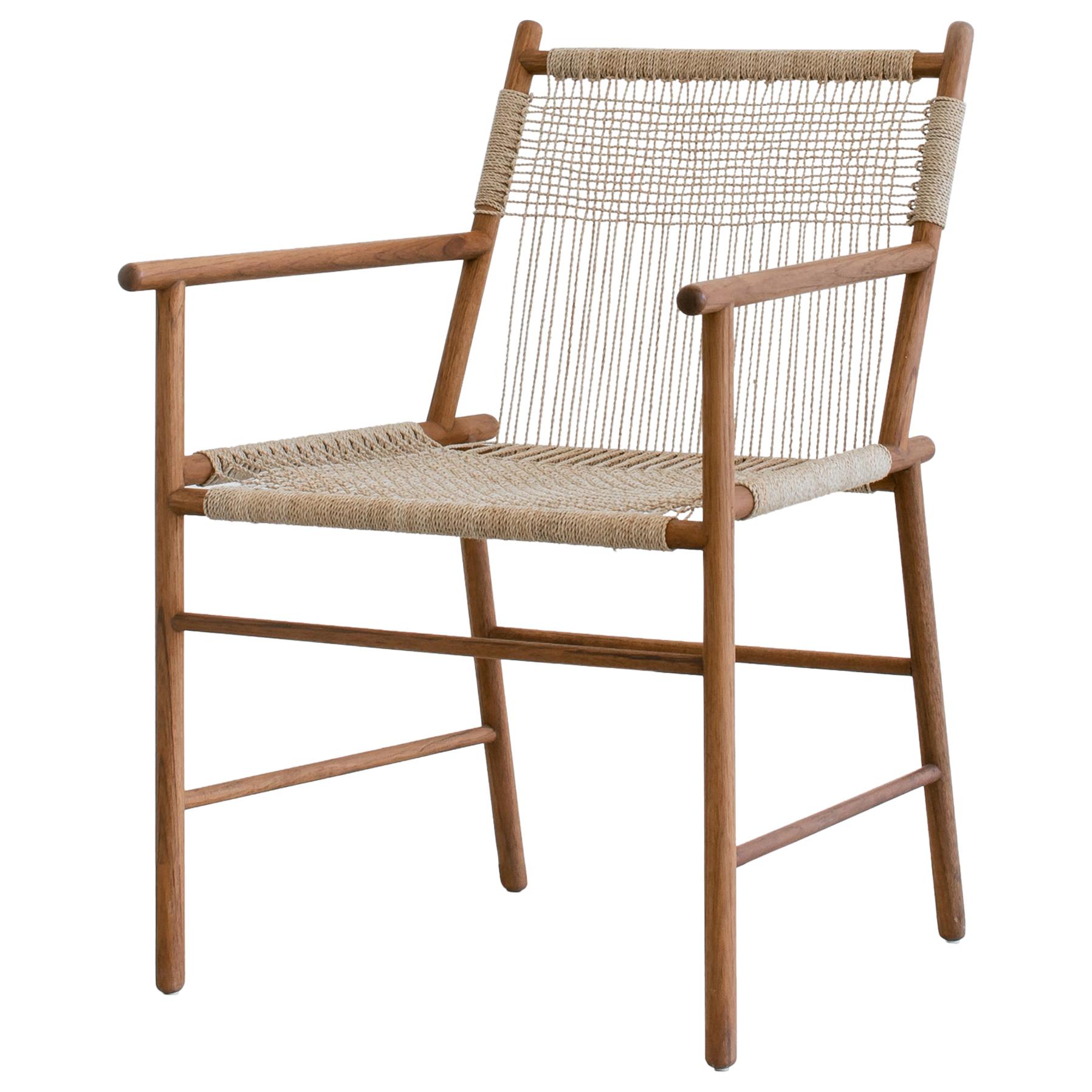 Chair in Teak with Rope Handmade by Studio Mumbai For Sale