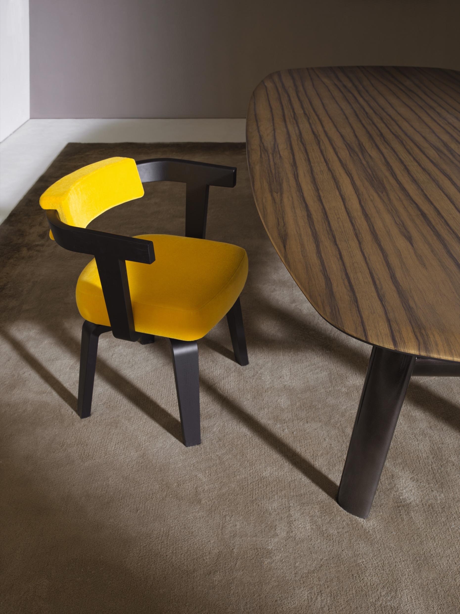 Contemporary Yellow Mohair and Walnut Chair  Molteni&C by Herzog & de Meuron Made in Italy For Sale