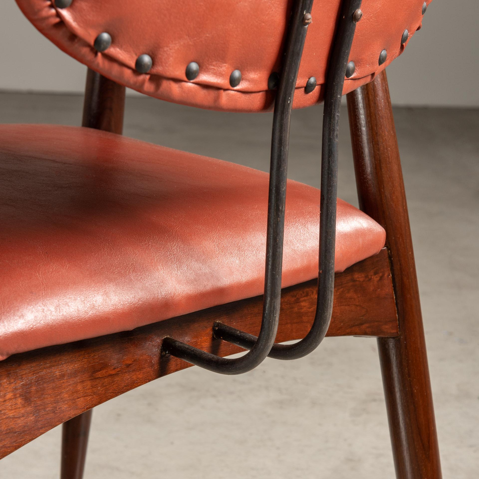 20th Century Chair in Wood, Iron and Leather, by Michel Arnoult, Brazilian Mid-Century Modern For Sale