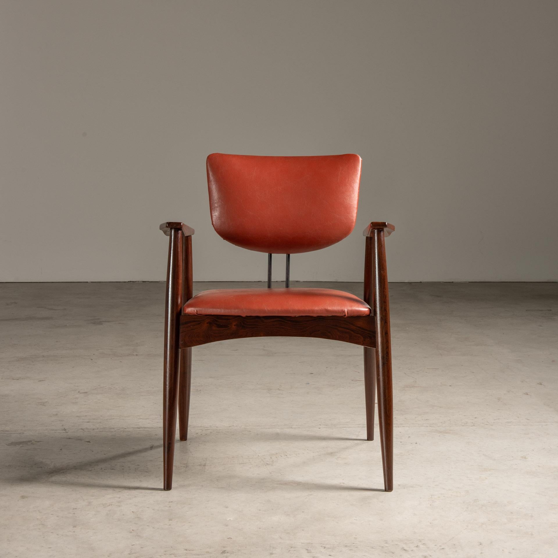 Chair in Wood, Iron and Leather, by Michel Arnoult, Brazilian Mid-Century Modern For Sale 2