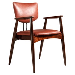 Stuhl aus Holz, Eisen und Leder, von Michel Arnoult, Brasilien, Moderne der Mitte des Jahrhunderts
