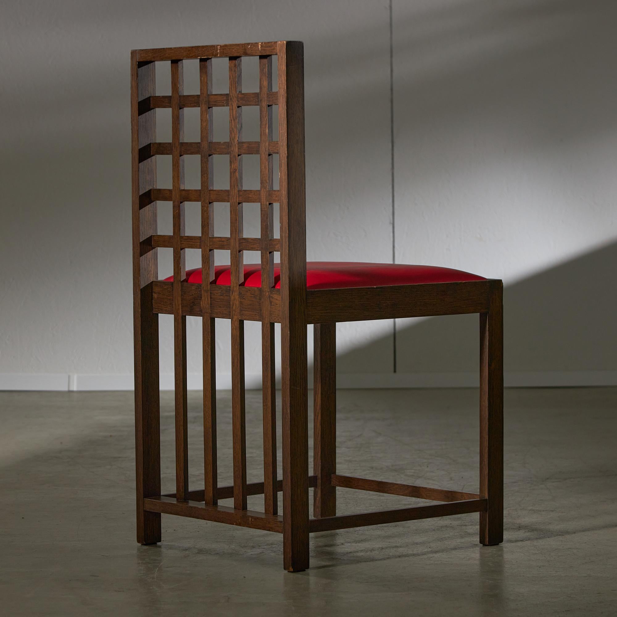 20th Century Chair Inspired by Charles Rennie Mackintosh (red)
