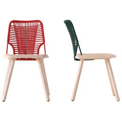 Chaise Jackie en bois de frêne et corde de couleur par Emilio Nanni