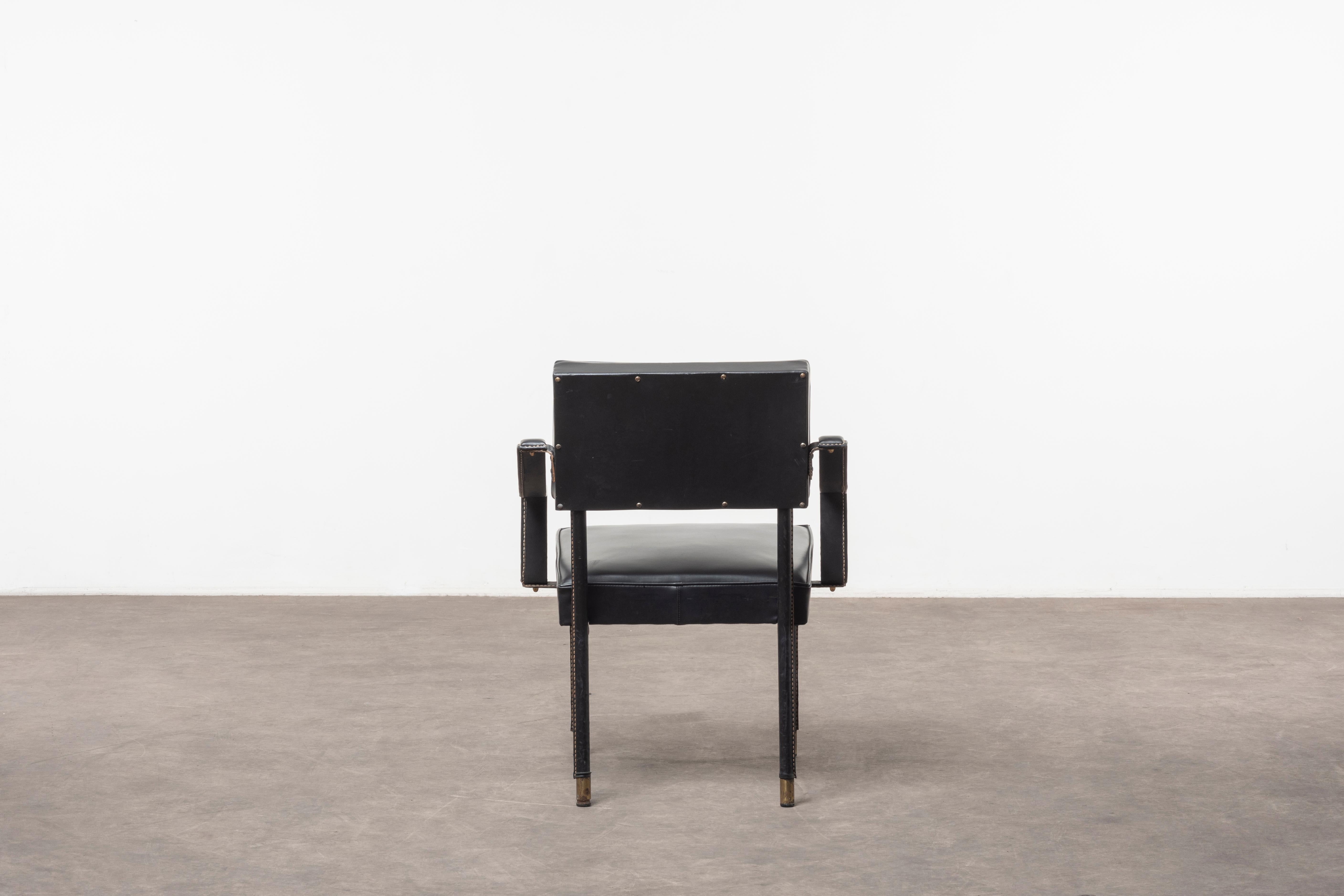 Leather Chair-Jacques Adnet-France-Mid 20th Century For Sale