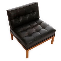 Sedia Johannes Spalt 'Constanze', pelle nera, legno di teak, Austria, anni '60