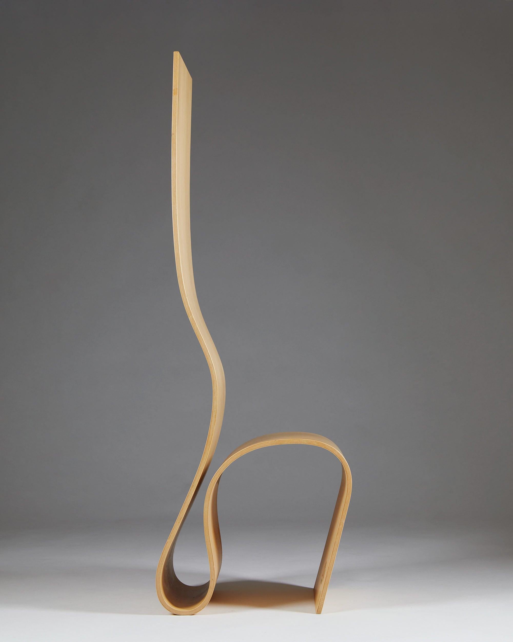 Chair, Lilla H. designed by Caroline Schlyter, Sweden, 1989.
Birch plywood.

Measures: H 150 cm/ 4' 11