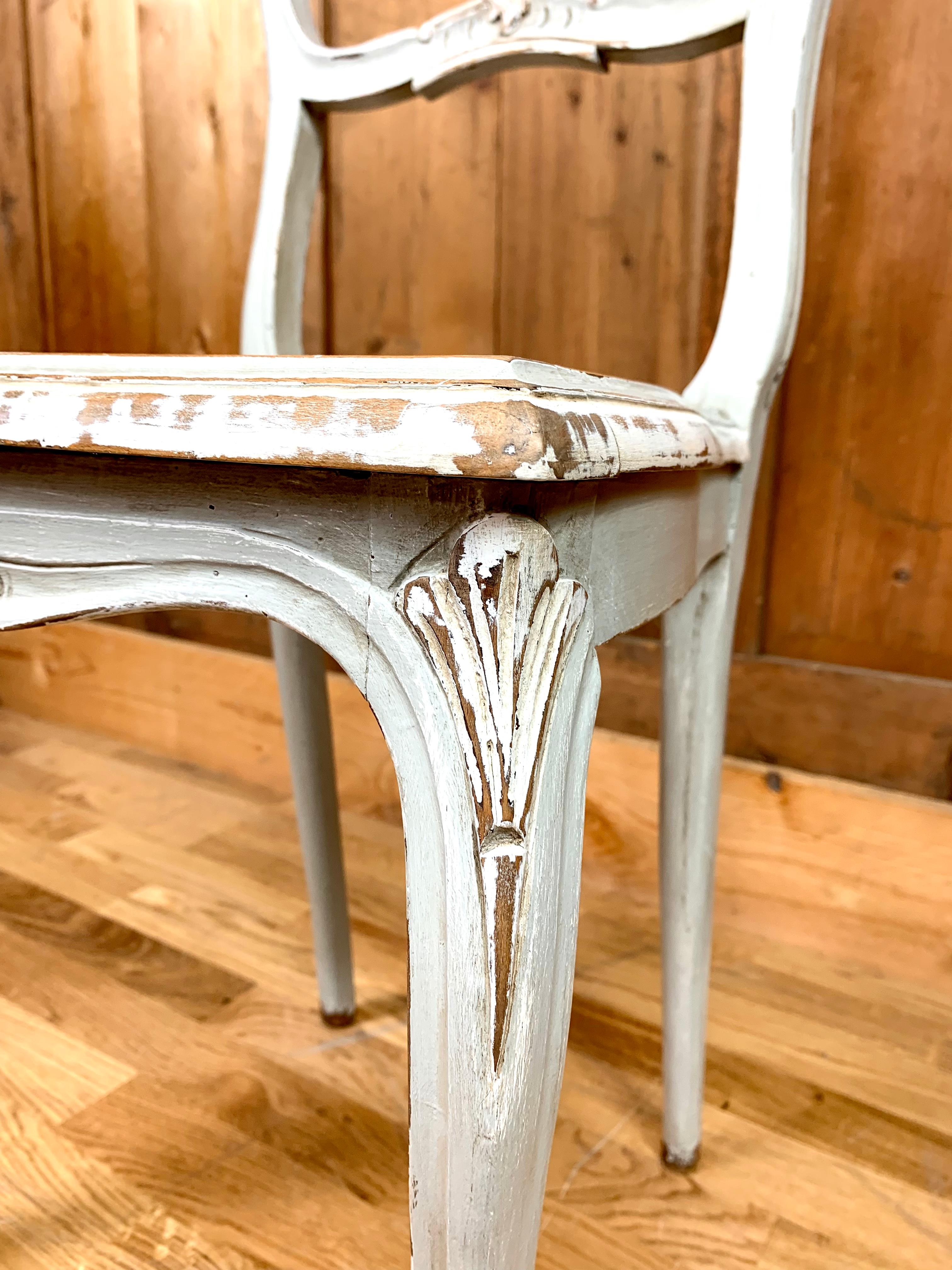 Stuhl im Louis XV-Stil aus Holz und Schilfrohr im Angebot 3
