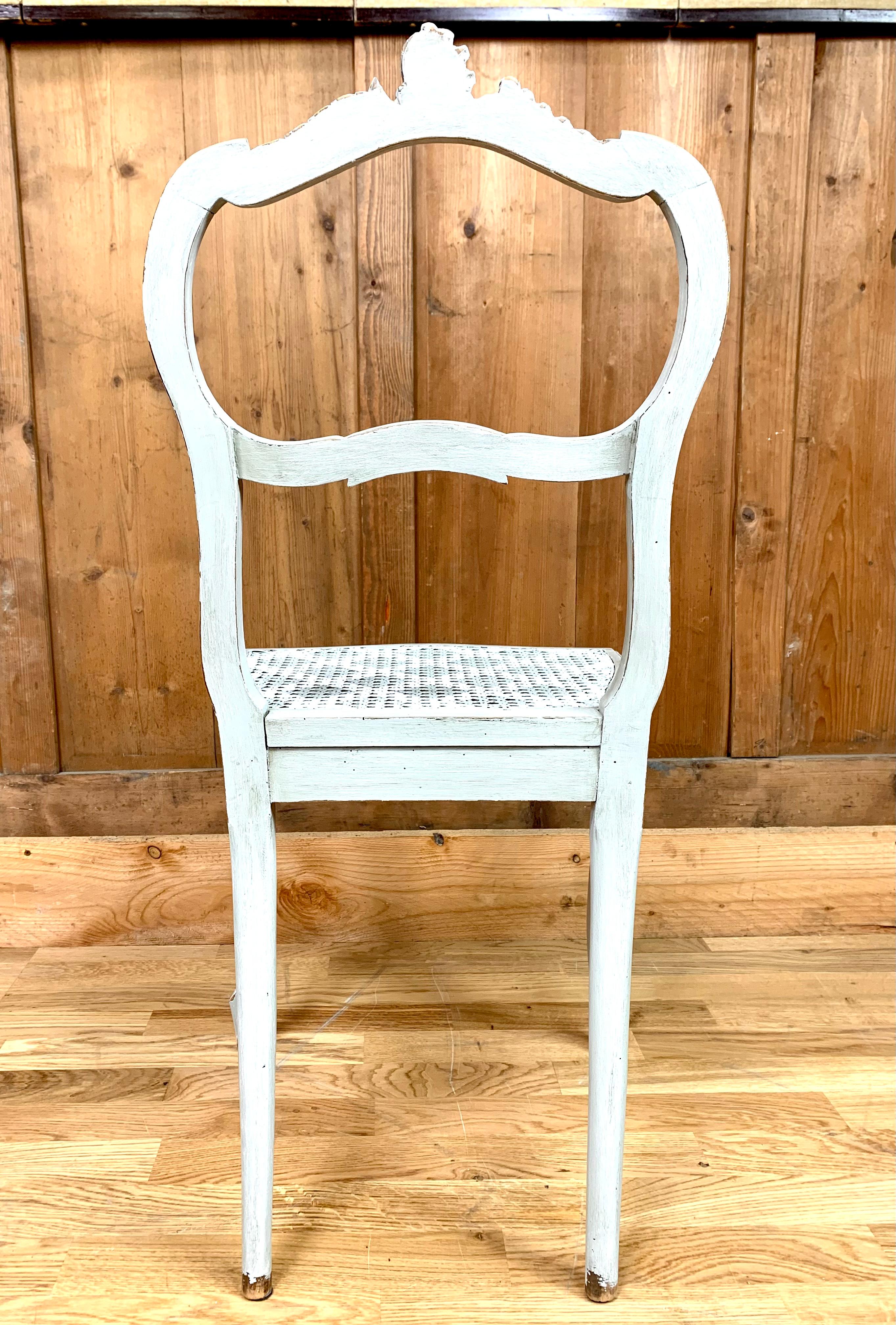 Stuhl im Louis XV-Stil aus Holz und Schilfrohr im Angebot 6