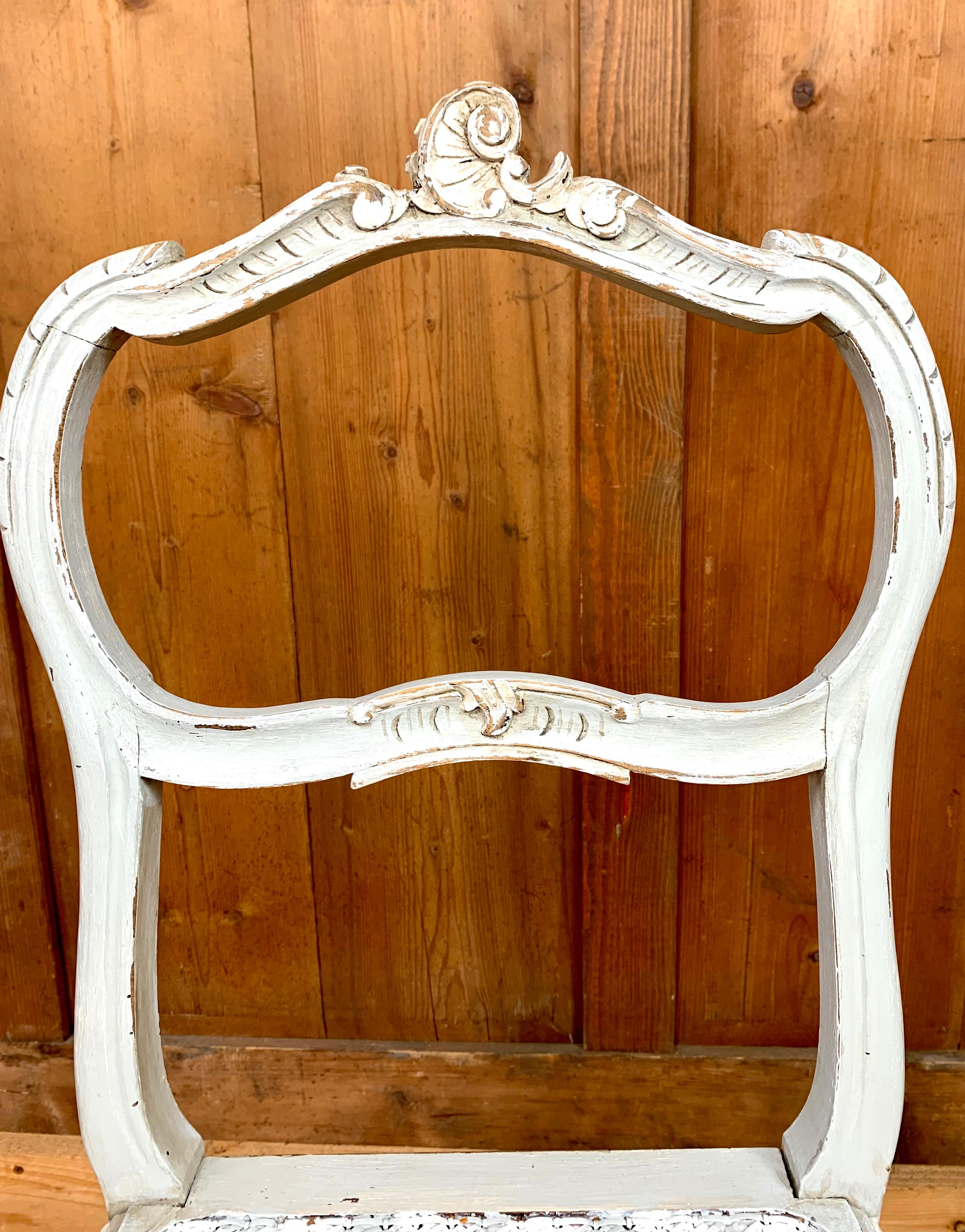 Stuhl im Louis XV-Stil aus Holz und Schilfrohr im Angebot 1
