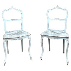Stuhl im Louis XV-Stil aus Holz und Schilfrohr