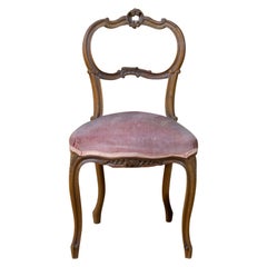 Chair Louis XV Style in Wood and pink velvet