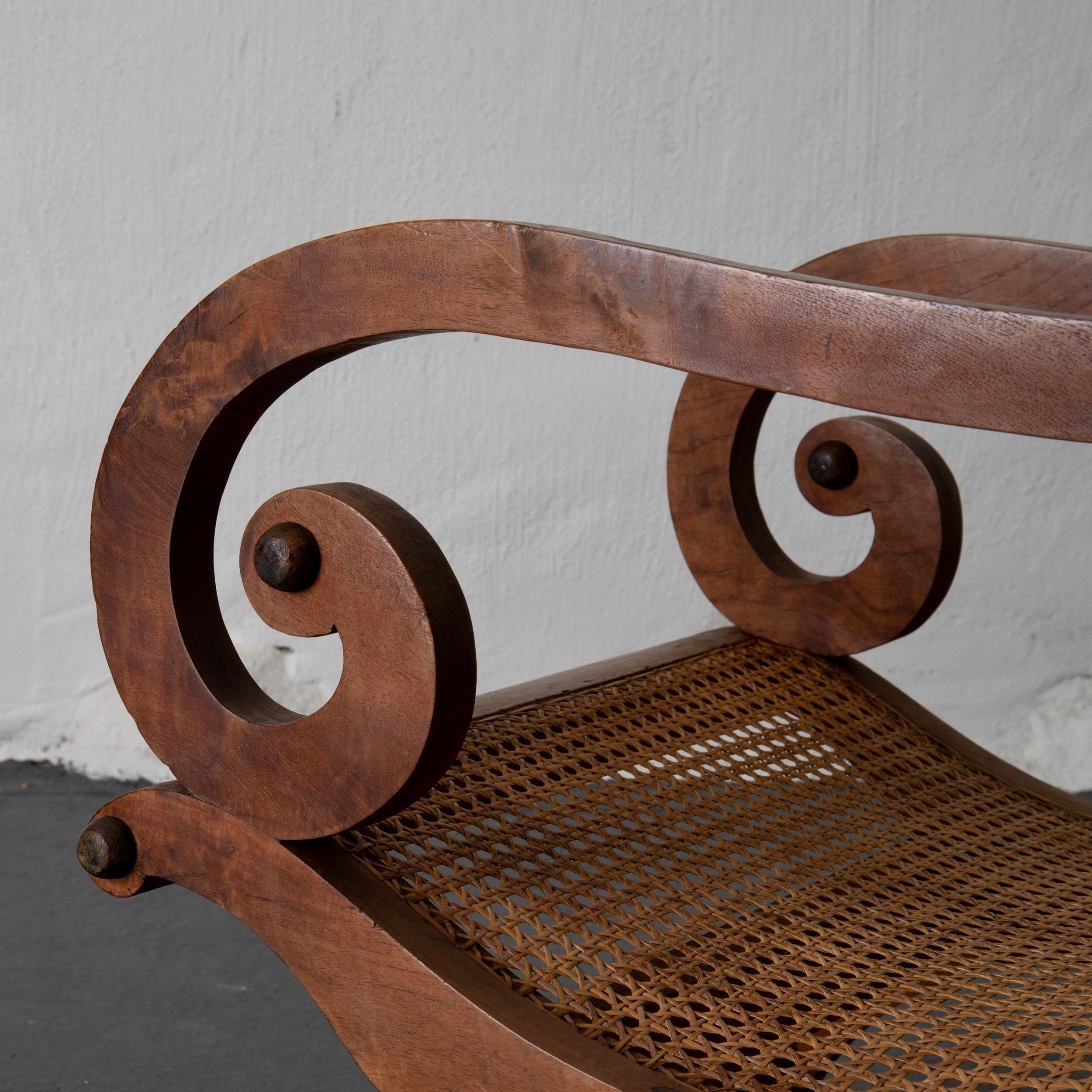 Chaise Lounge suédoise 20ème siècle Bois Rotin:: Suède 2
