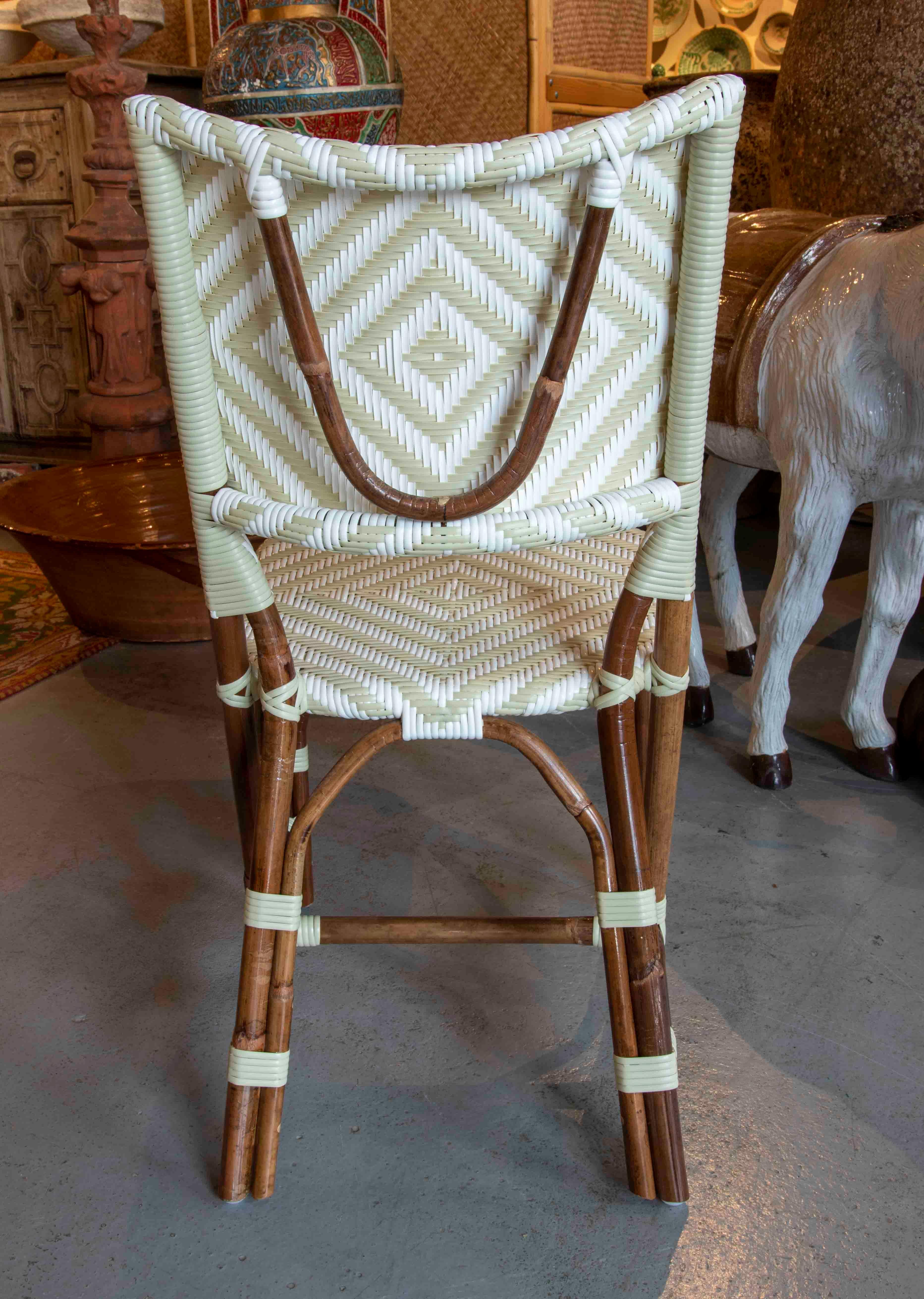 Chair Made of Synthetic Material and Bamboo for Outdoor Use For Sale 2
