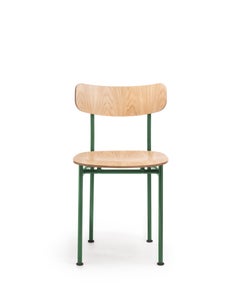 Chair Magis Motta - Jasper Morrison - Green Steel and Natural oak - Set of 2
