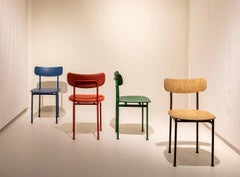 Chair Magis Motta - Jasper Morrison - Red Steel and Natural oak - Set of 2