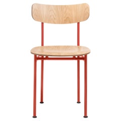 Chair Magis Motta - Jasper Morrison - Red Steel and Natural oak - Set of 2