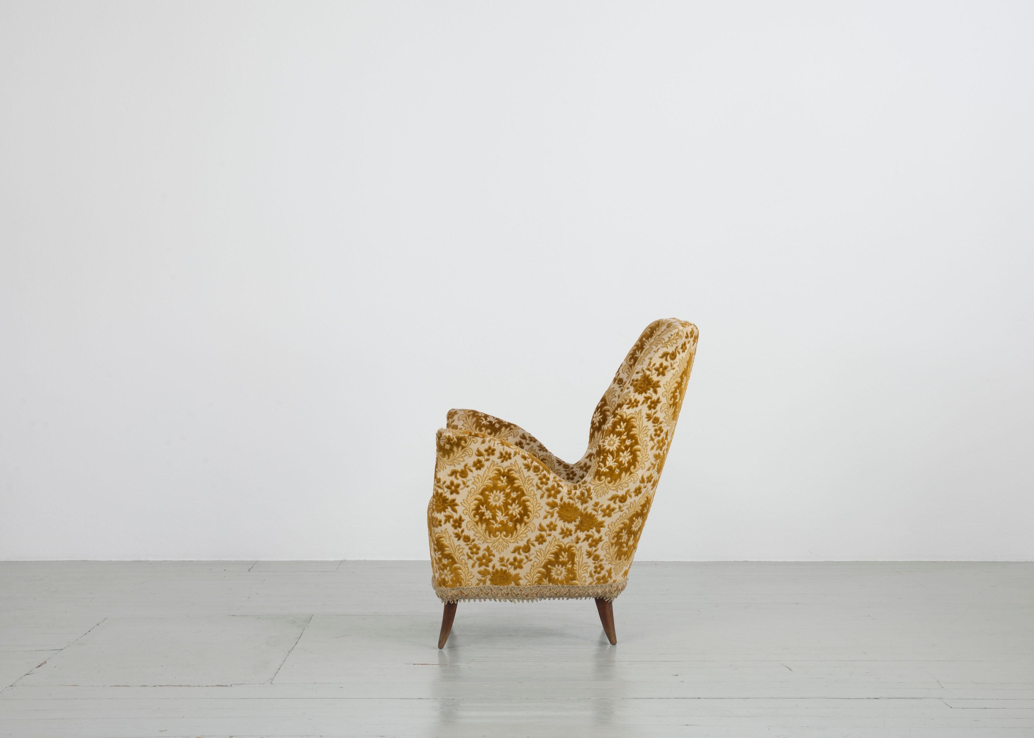 Fabric Chair - Manufactured by I.S.A. Bergamo, Italy, 1950s For Sale