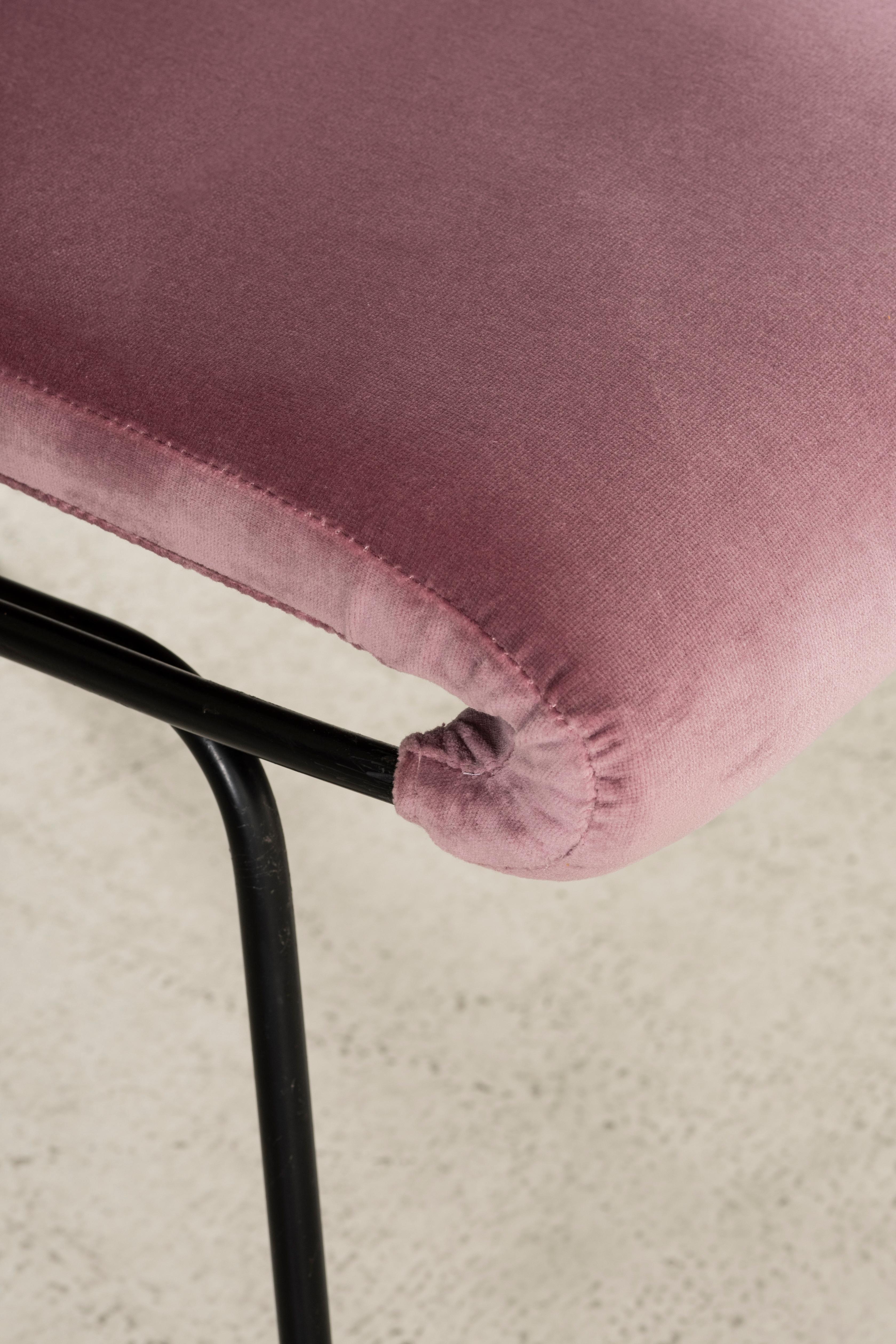 Steel Chair Mod. Du 24- White leather-Gastone Rinaldi-Mid 20th Century For Sale