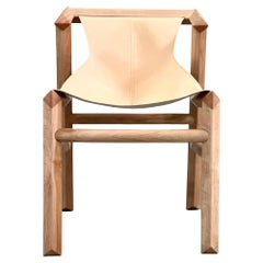 Chaise de salle à manger en bois et cuir de Patagonia