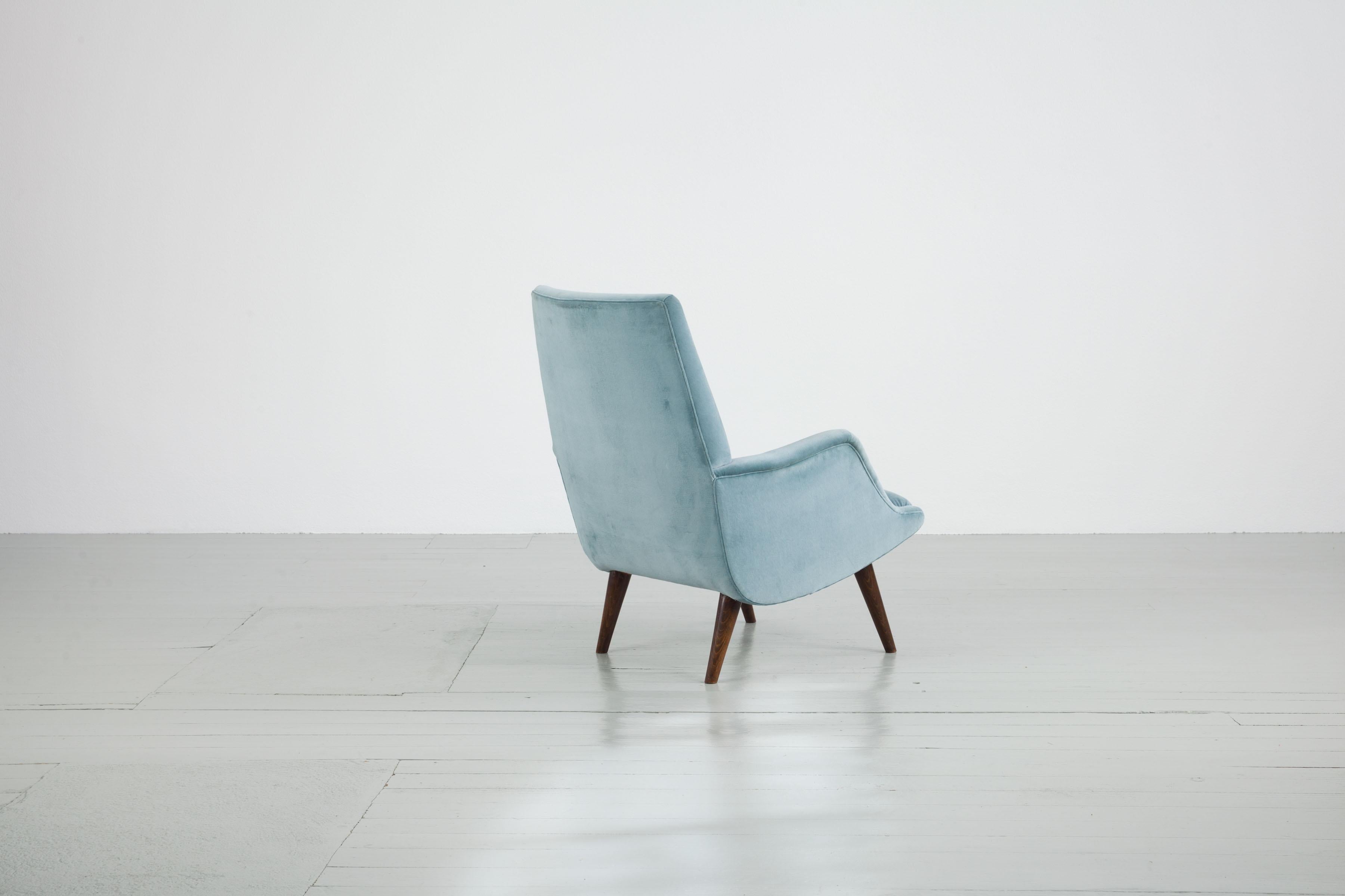Mid-20th Century Carlo de Carli Italian Light Blue Chair 