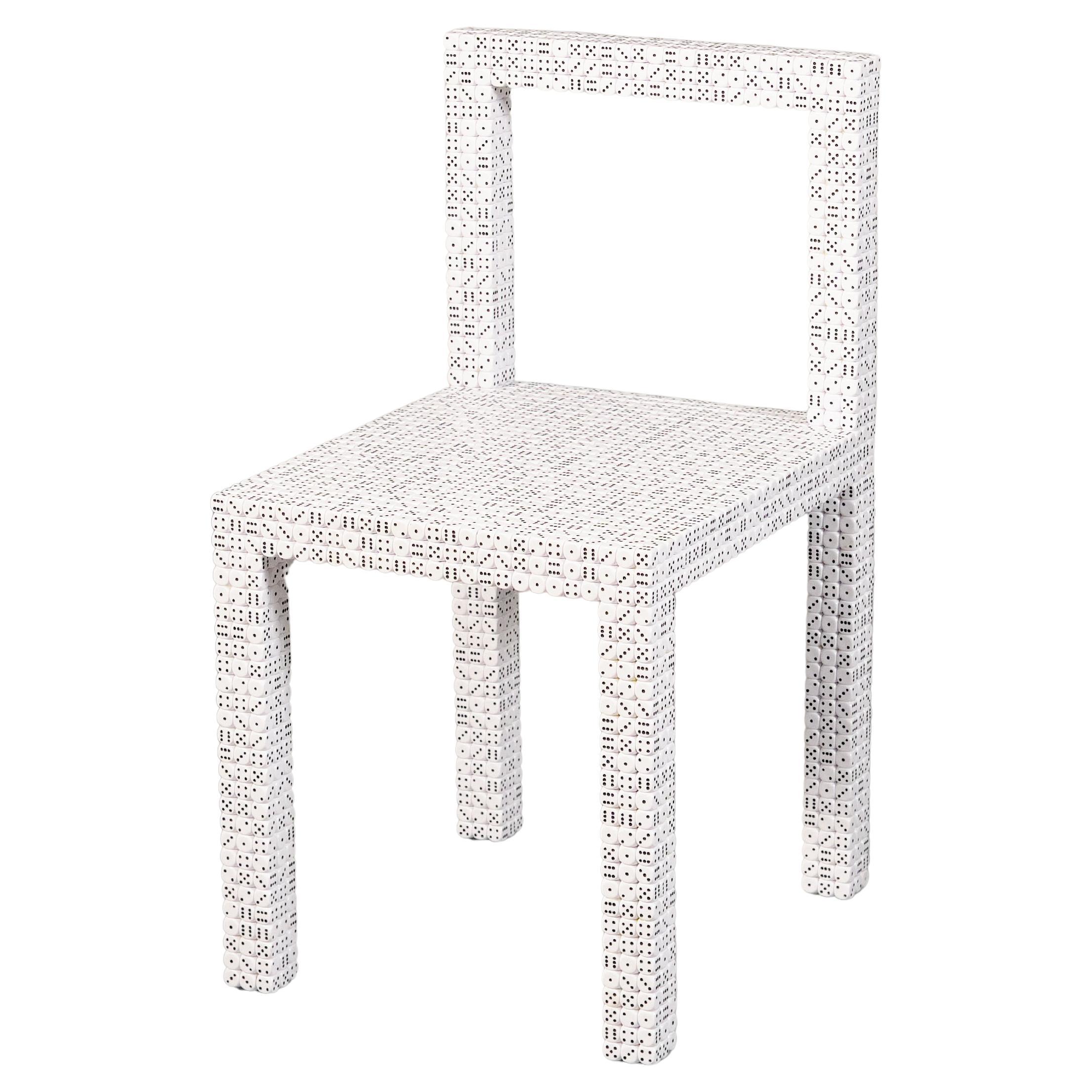 Dice Chair One – New Handcrafted Contemporary Chair Made with 3.300 Dice For Sale