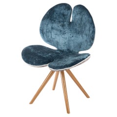 Chair New Pansé, Blue Velvet Fabric, Made in Italy
