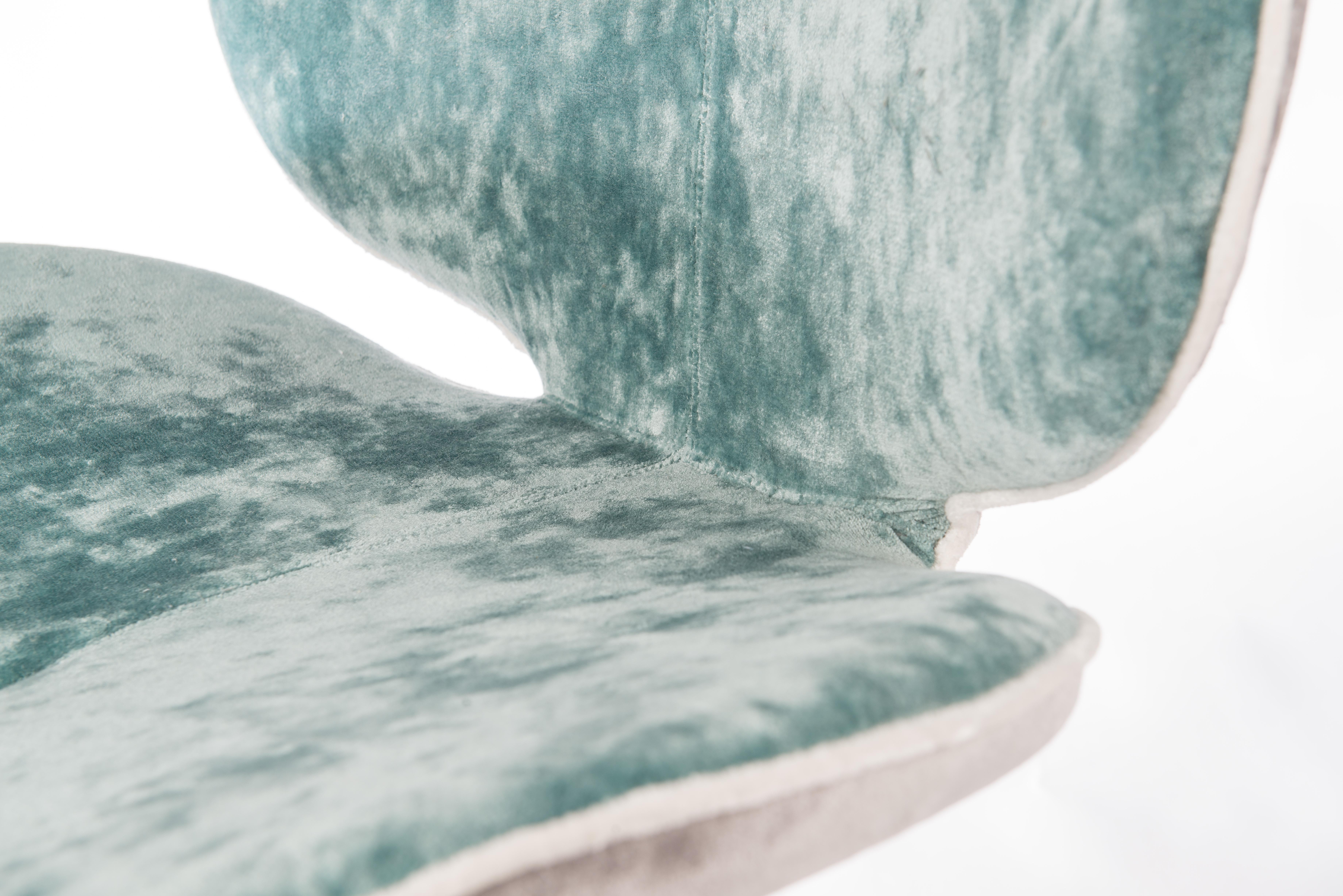 Italian Chair New Pansé, Aquamarine Velvet Fabric, Made in Italy For Sale