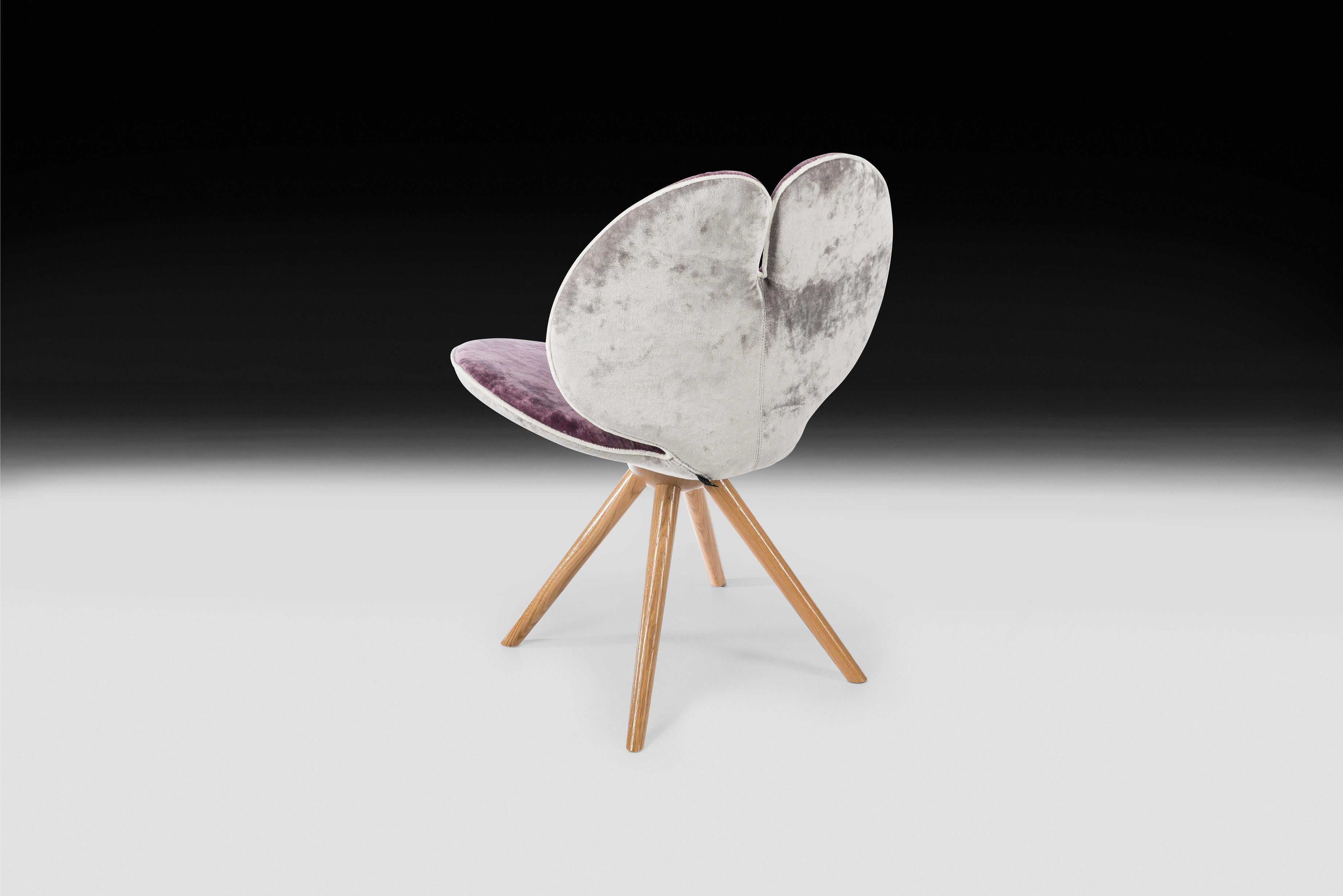 Modern Chair New Pansé, Plum Velvet Fabric, Made in Italy For Sale