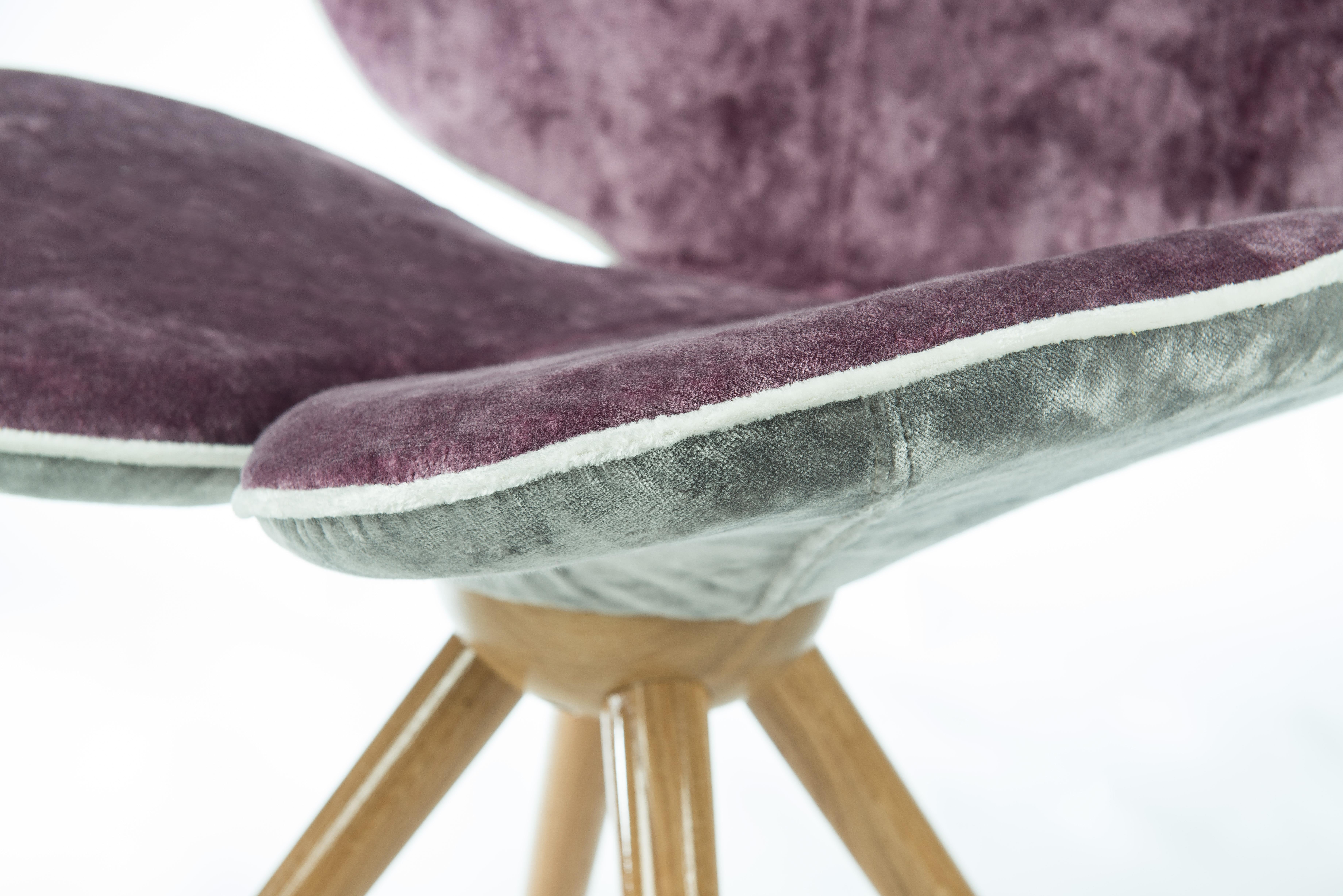 Chair New Pansé, Plum Velvet Fabric, Made in Italy In New Condition For Sale In Treviso, Treviso