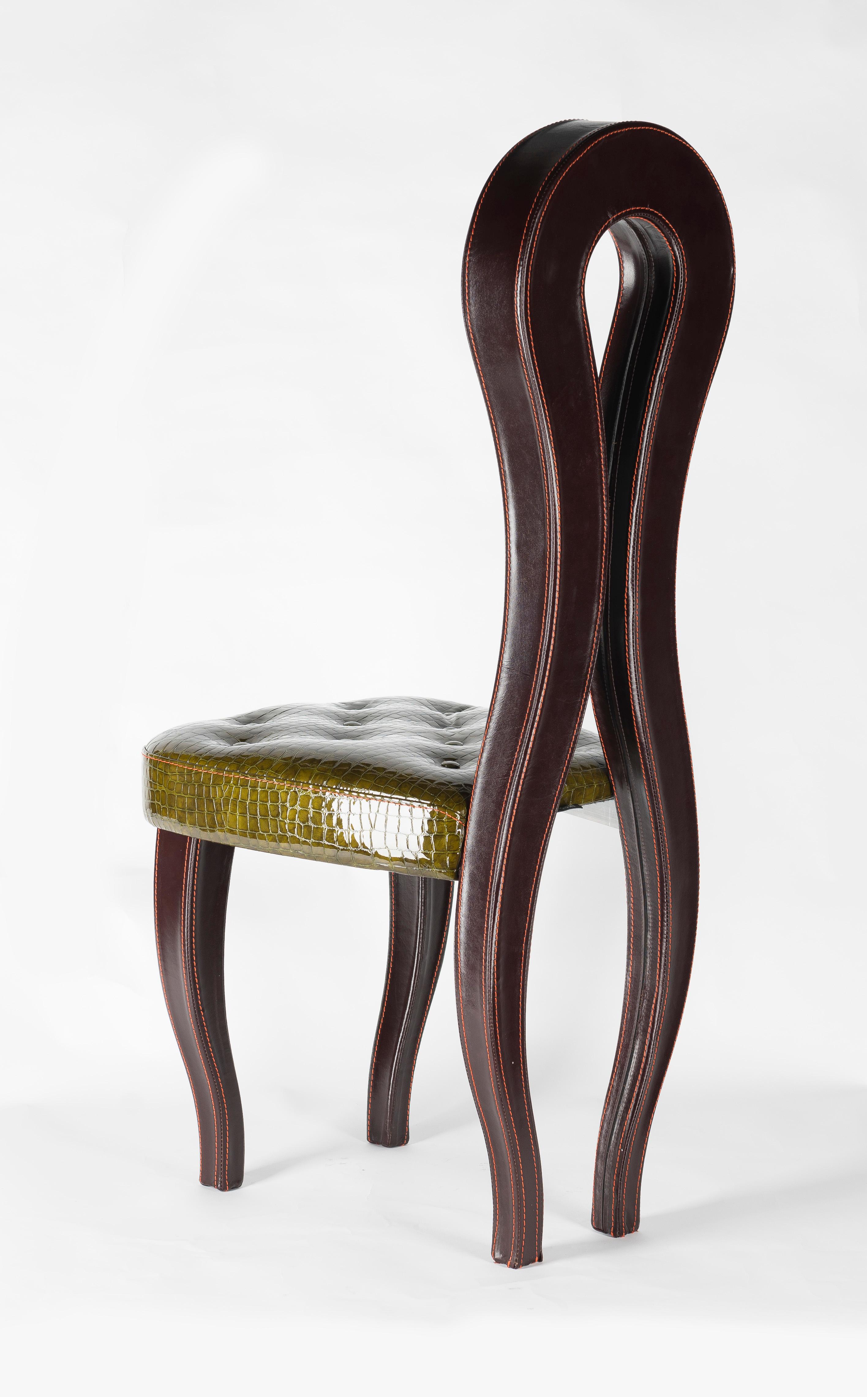 Italian Chair New Silhouette, Resin and Leather, Italy For Sale