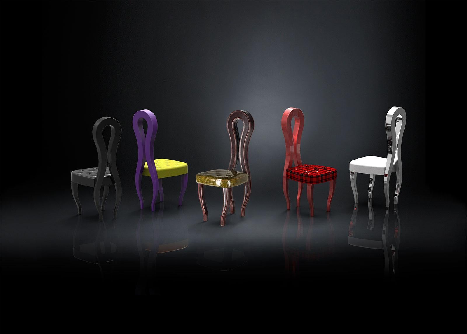 Cuir Chaise nouvelle silhouette, résine et cuir, Italie en vente