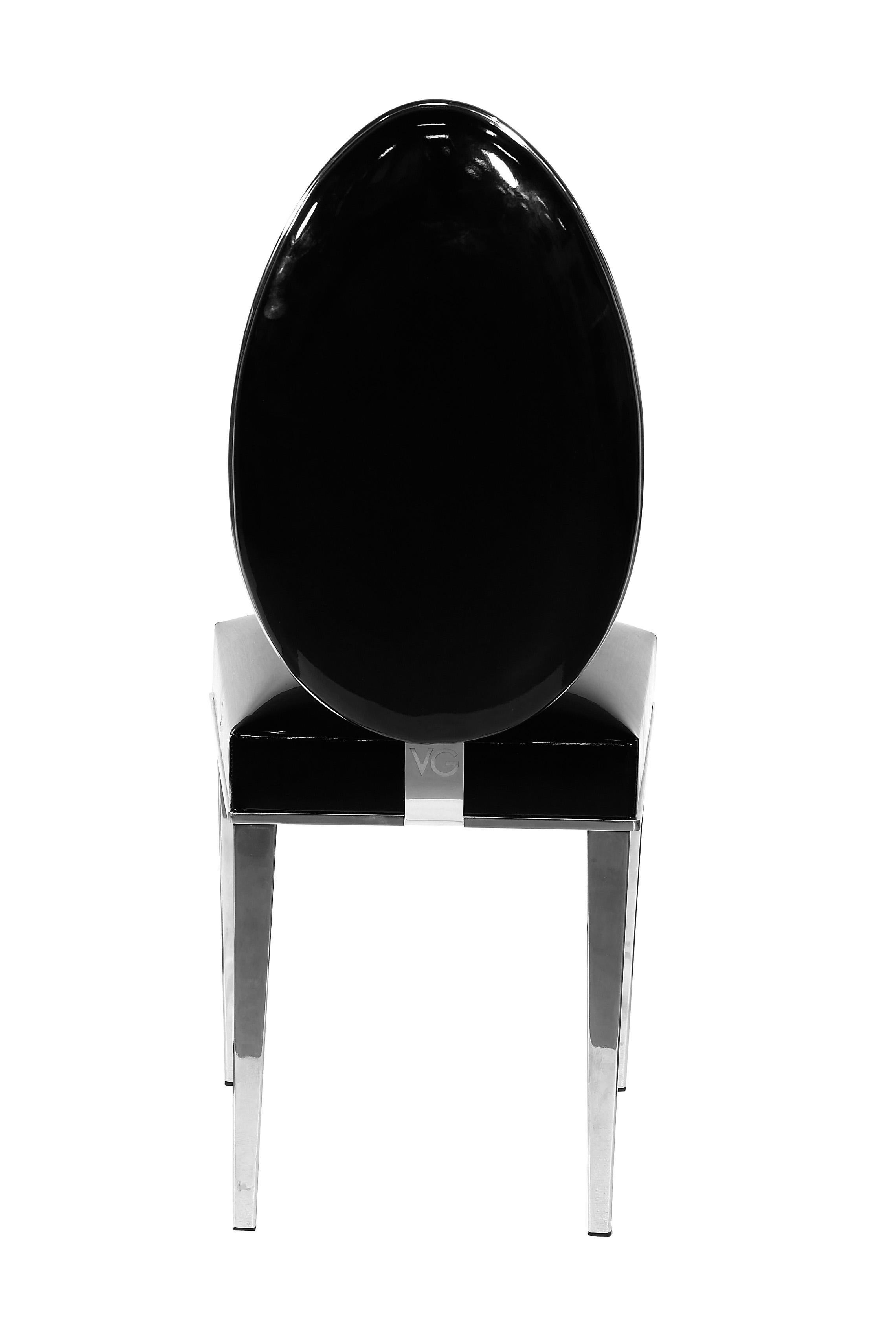 Modern Chair New Vovo, Black Faux-Leather, Italy For Sale