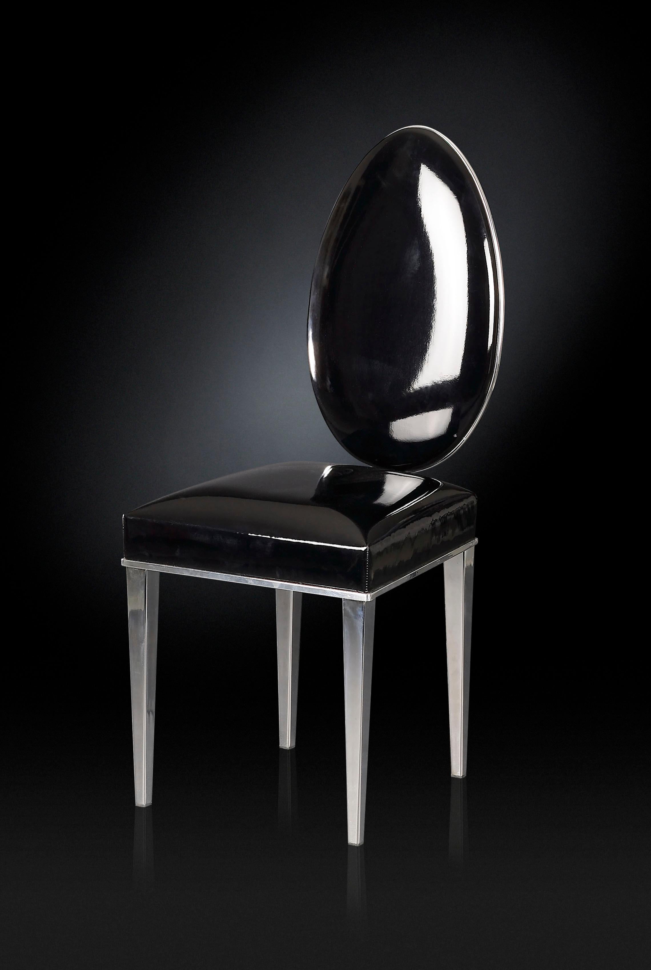 Italian Chair New Vovo, Black Faux-Leather, Italy For Sale