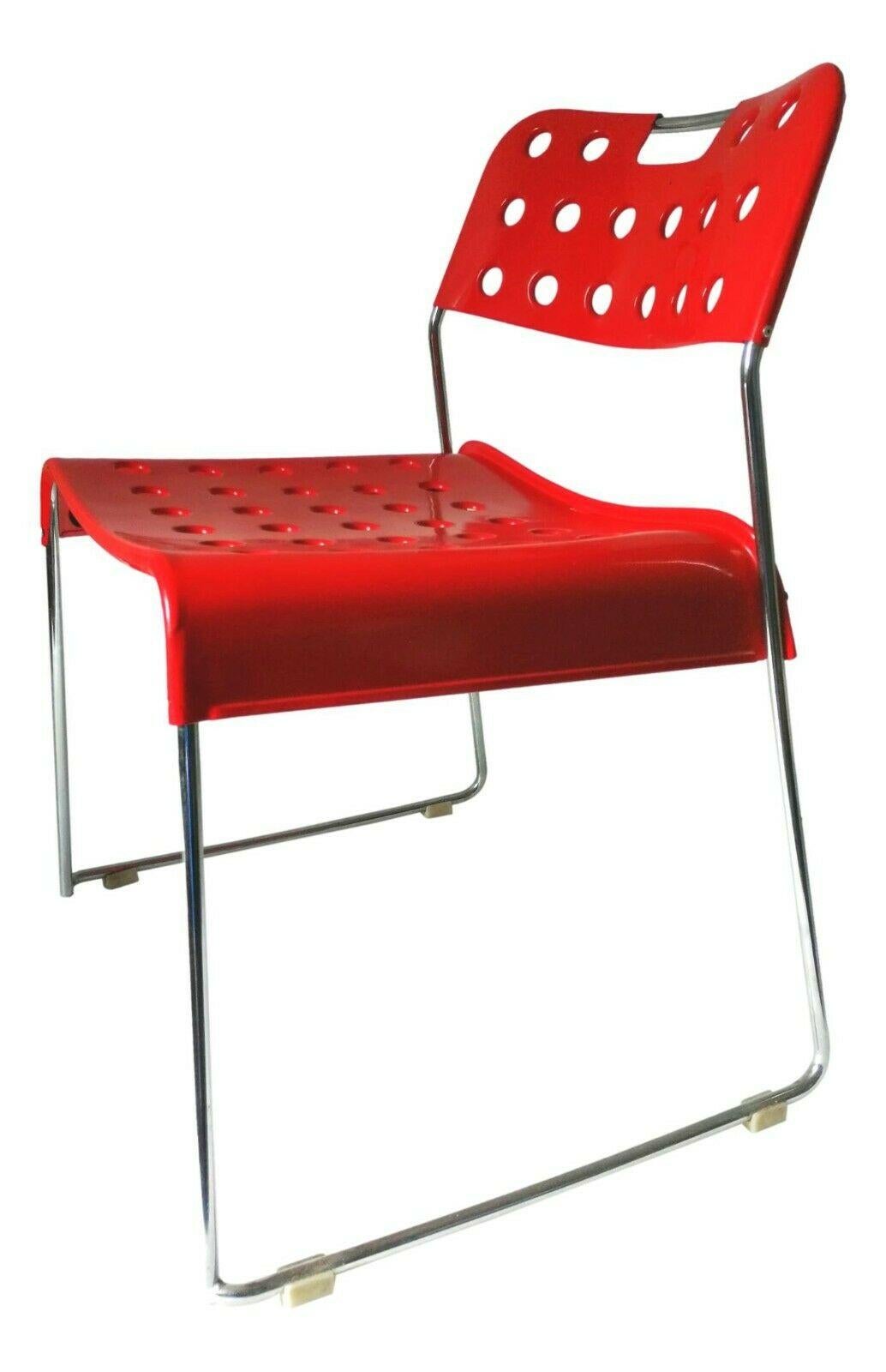 Historic OMK omstak chair, designed in the late 70s by Rodney Kinsman for bieffeplast in padova

made on chromed steel structure, seat and back in perforated sheet metal painted in red

It measures 74 cm in height, 53 cm in width, 50 cm in depth