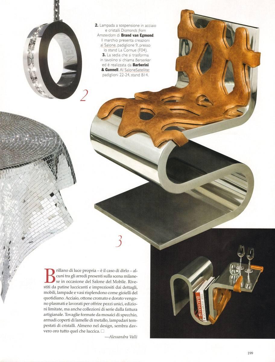 Stuhl Skulptur Spiegel Stahl Orange Leder Sammlerstück Design Handgemacht Italien im Angebot 3