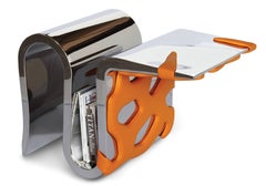 Chair Sculpture Mirror Steel Orange Leather Collectible Design Handmade Italy