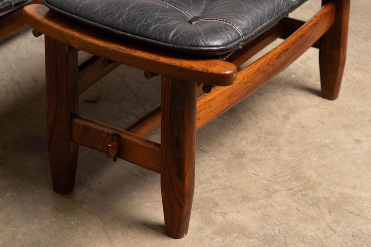 An extraordinary and increasingly rare example of Brazilian modernism at its finest: the iconic “Jangada” lounge chair and ottoman, designed by Jean Gillon and produced by WoodArt in the 1960s.

This is how you want to find one—100% original,